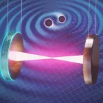 Illustrazione del funzionamento di un interferometro per la rivelazione delle onde gravitazionali. Il nuovo metodo con IA sviluppato da GSSI, DeepMind e Caltech riduce il rumore e aumenta la sensibilità degli strumenti.