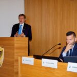 Il presidente della Regione Abruzzo, Marco Marsilio, interviene alla presentazione del XIII rapporto Crea Sanità a L’Aquila.