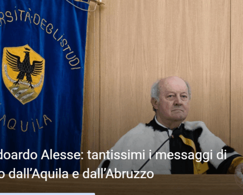 Il rettore emerito dell’Università dell’Aquila, Edoardo Alesse, durante una cerimonia accademica. La sua scomparsa ha suscitato profonda commozione nel mondo universitario e nelle istituzioni.