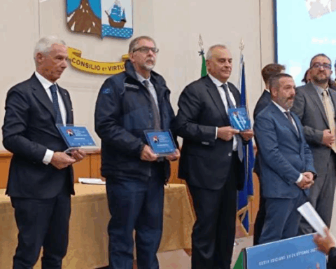 Uno scatto della cerimonia di conferimento del Premio Borsellino che si è svolta oggi a L'Aquila
