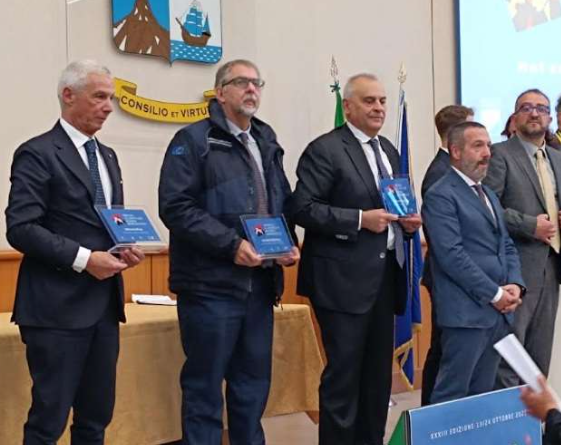 Uno scatto della cerimonia di conferimento del Premio Borsellino che si è svolta oggi a L'Aquila