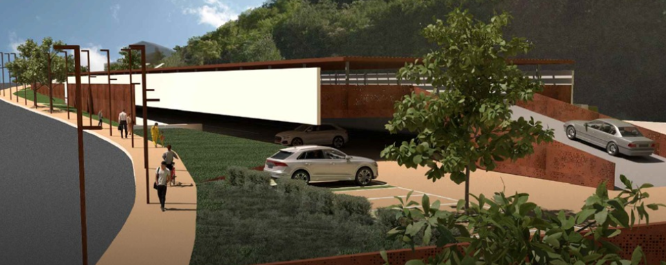 Rendering del parcheggio di Viale della Croce Rossa che sarà connesso al centro storico tramite un collegamento meccanizzato