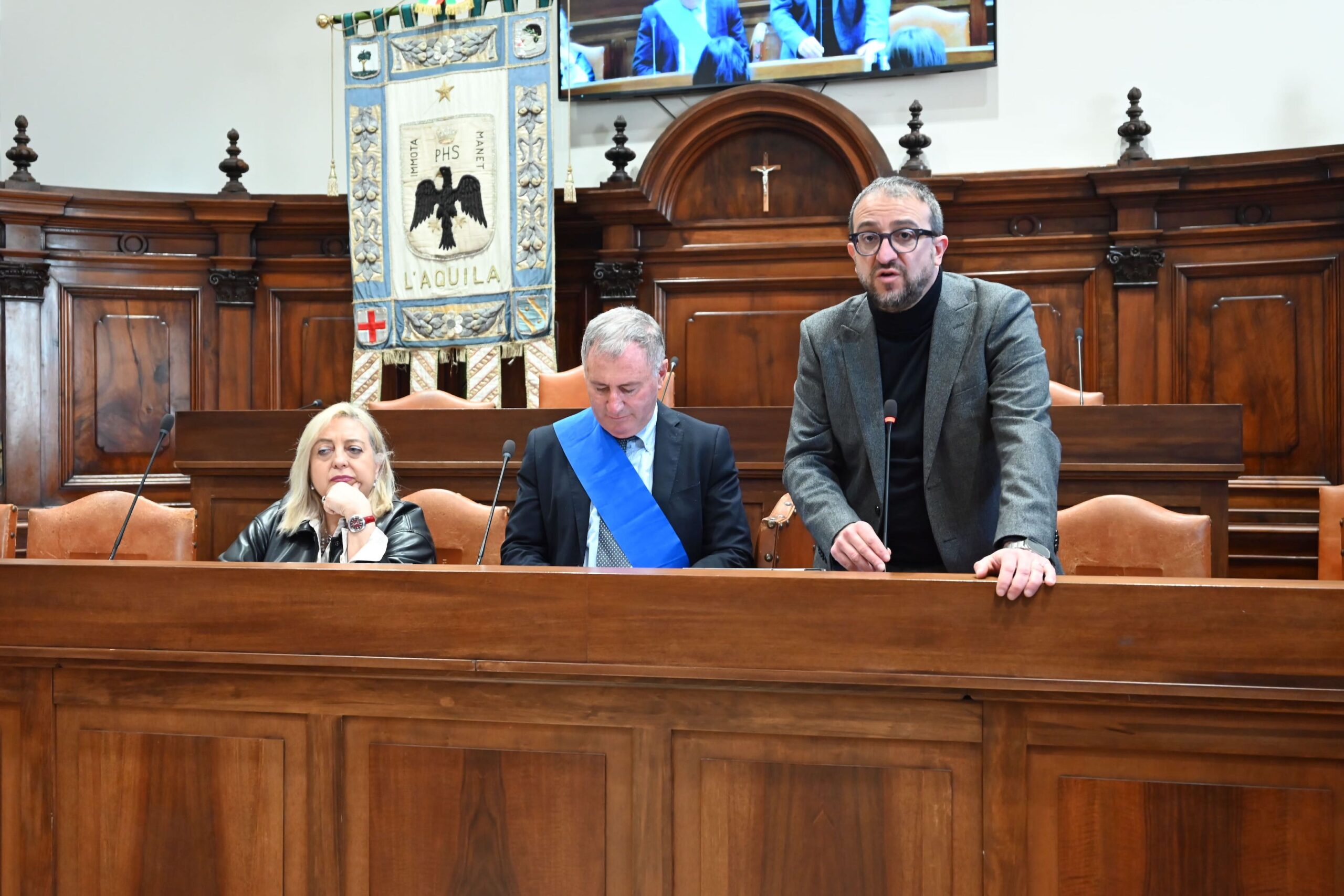 Il sindaco dell’Aquila, Pierluigi Biondi e il presidente della Provincia Angelo Caruso