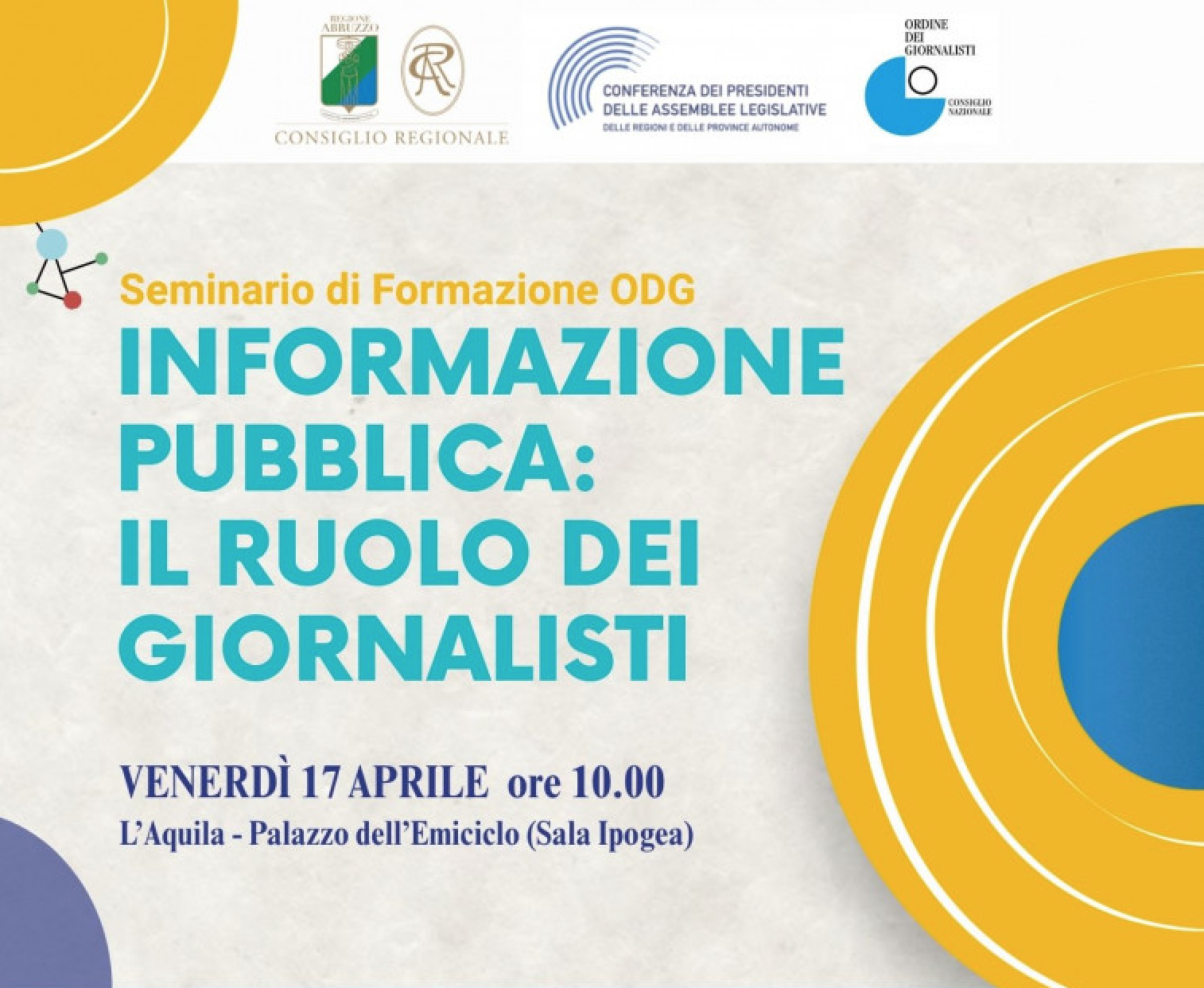 Domani, all'Aquila, il portavoce di Mattarella. All'Emiciclo, il mondo del giornalismo si confronta sull'informazione pubblica