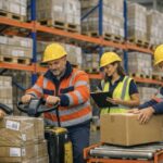 Un gruppo di magazzinieri al lavoro